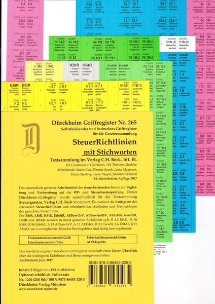 Produktbild: Glaubitz, T: SteuerRichtlinien Griffreg. Nr. 265 (2017/18)