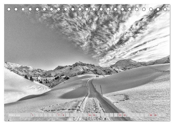 Produktbild: Arlberg black and white (Tischkalender 2026 DIN A5 quer), CALVENDO Monatskalender