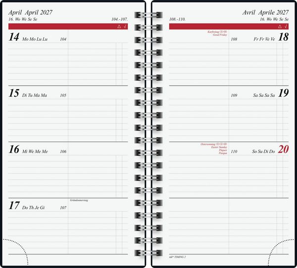 Produktbild: rido/id&eacute; 7014104907 Taschenkalender Mod. Timing 2 2027 A6, Kunststoff, schwarz