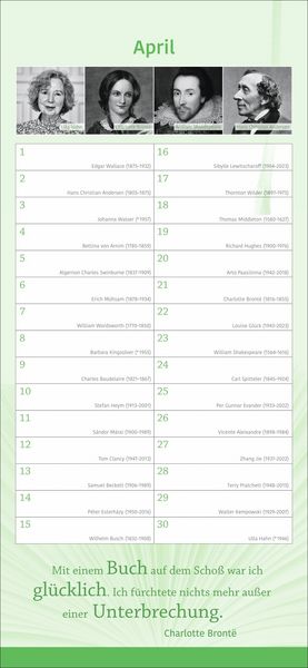 Produktbild: Der literarische Geburtstagskalender - Mit Geburtstagskindern und Zitaten