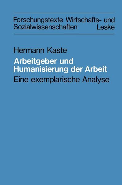Produktbild: Arbeitgeber und Humanisierung der Arbeit