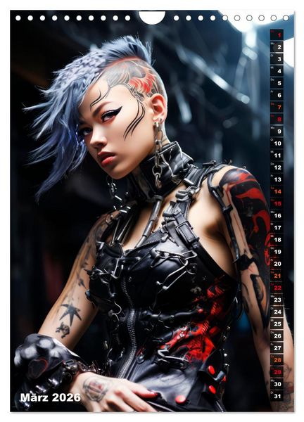 Produktbild: ROCKERINNEN Cyber, Goth, Punk und mehr (Wandkalender 2026 DIN A4 hoch), CALVENDO Monatskalender