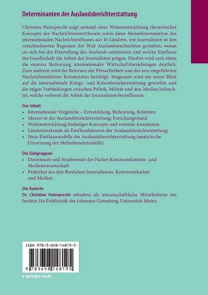 Produktbild: Determinanten der Auslandsberichterstattung