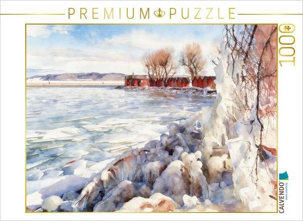 CALVENDO Puzzle Winterlicher Vättern See | 1000 Teile Lege-Größe 64x48cm Foto-Puzzle für glückliche Stunden