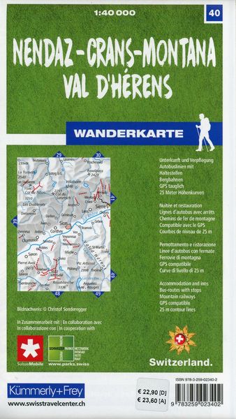 Produktbild: K&uuml;mmerly+Frey Wanderkarte 40 Nendaz, Crans-Montana 1:40.000