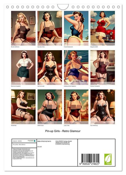 Produktbild: Pin-up Girls - Retro Glamour (Wandkalender 2026 DIN A4 hoch), CALVENDO Monatskalender