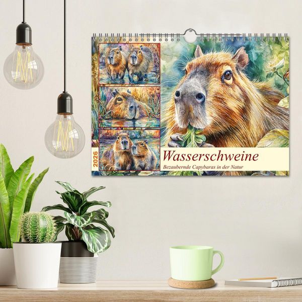 Produktbild: Wasserschweine. Bezaubernde Capybaras in der Natur (Wandkalender 2026 DIN A4 quer), CALVENDO Monatskalender