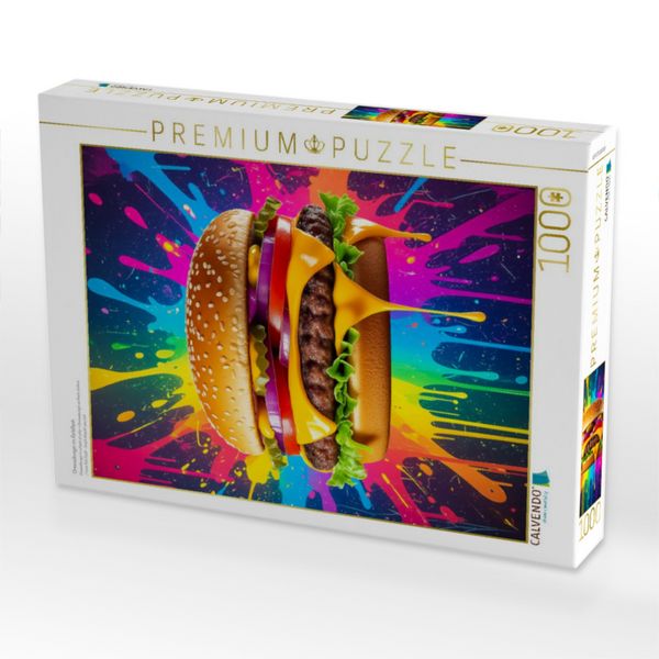 Produktbild: CALVENDO Puzzle Cheeseburger im Farbflash | 1000 Teile Lege-Gr&ouml;&szlig;e 64x48cm Foto-Puzzle f&uuml;r gl&uuml;ckliche Stunden