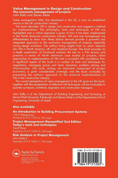 Produktbild: Value Management in Design and Construction