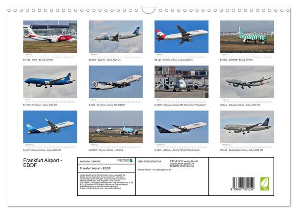 Produktbild: Frankfurt Airport - EDDF (Wandkalender 2026 DIN A3 quer), CALVENDO Monatskalender