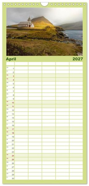 Produktbild: Familienplaner 2027 - F&Auml;R&Ouml;ER INSELN - Herbstlichter mit 5 Spalten (Wandkalender, 21 x 45 cm) CALVENDO