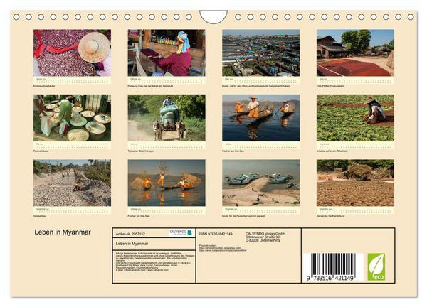 Produktbild: Leben in Myanmar (Wandkalender 2026 DIN A4 quer), CALVENDO Monatskalender