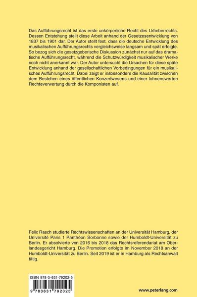 Produktbild: Das musikalische Auff&uuml;hrungsrecht in Deutschland im 19. Jahrhundert