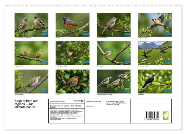 Produktbild: Singers from our regions - Our intimate nature (High Quality Premium Wall Calendar 2026 DIN A2 landscape),CALVENDO 12 Month Wall Calendar