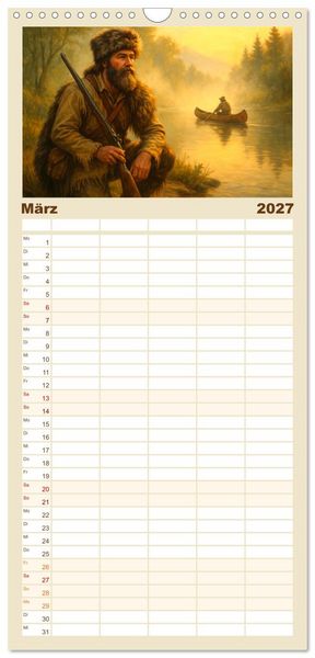Produktbild: Familienplaner 2027 - USA &ndash; von Yellowstone bis Texas - Cowboys, Pr&auml;rie und Bisons mit 5 Spalten (Wandkalender, 21 x 45 cm) CALVENDO