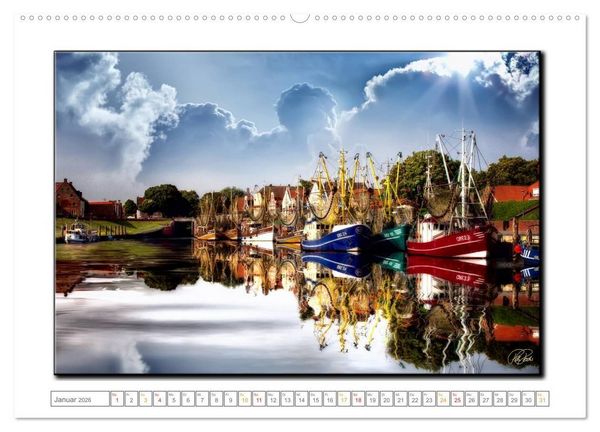 Produktbild: Ostfriesland - der alte Hafen Greetsiel (hochwertiger Premium Wandkalender 2026 DIN A2 quer), Kunstdruck in Hochglanz