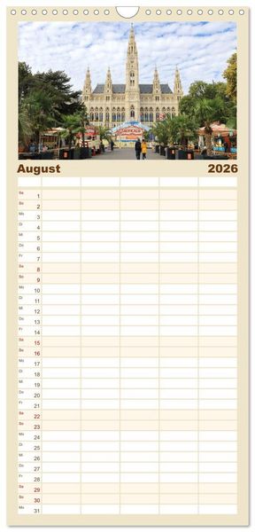 Produktbild: Familienplaner 2026 - Bezauberndes Wien mit 5 Spalten (Wandkalender, 21 x 45 cm) CALVENDO