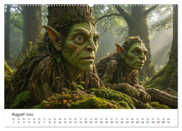 Produktbild: Keltische Legenden - Die kleinen Wesen der Natur (hochwertiger Premium Wandkalender 2026 DIN A2 quer), Kunstdruck in Hochglanz