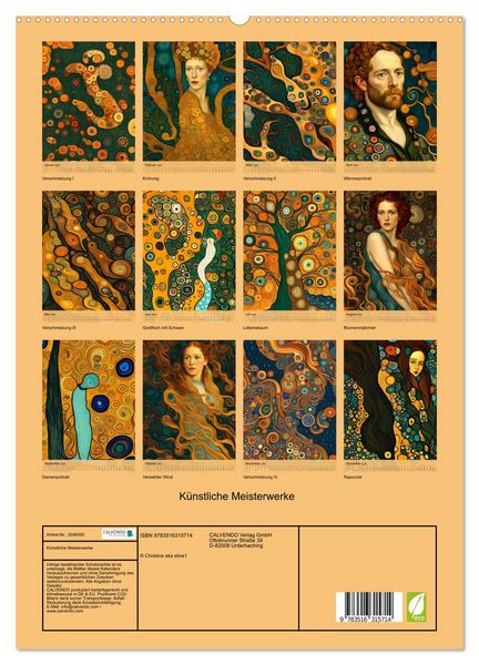 Produktbild: K&uuml;nstliche Meisterwerke (hochwertiger Premium Wandkalender 2026 DIN A2 hoch), Kunstdruck in Hochglanz