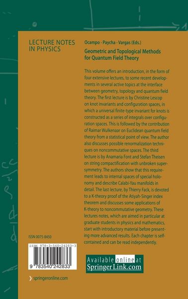 Produktbild: Geometric and Topological Methods for Quantum Field Theory
