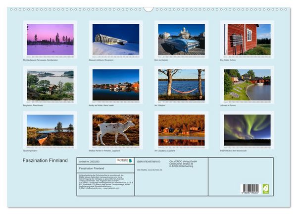 Produktbild: Faszination Finnland (Wandkalender 2026 DIN A2 quer), CALVENDO Monatskalender