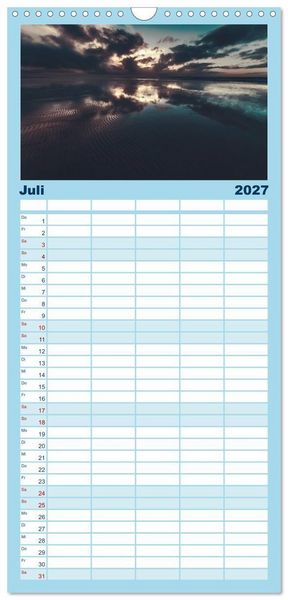 Produktbild: Familienplaner 2027 - Abendlicht &uuml;ber der Nordsee mit 5 Spalten (Wandkalender, 21 x 45 cm) CALVENDO