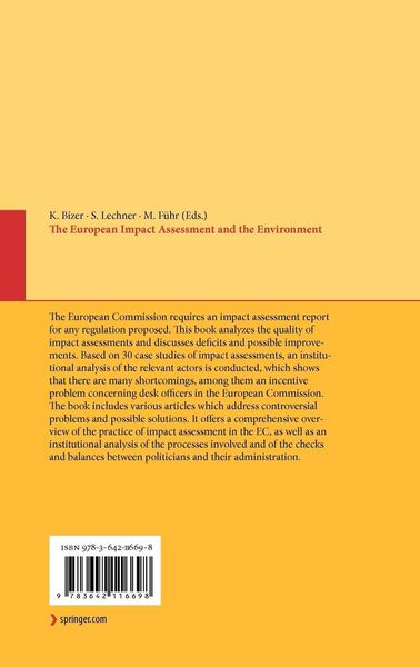 Produktbild: The European Impact Assessment and the Environment