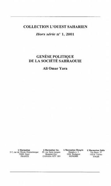 Produktbild: Genese Politique De La Societe Sahraouie