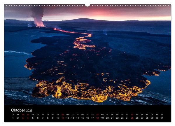 Produktbild: Vulkanausbruch - Island (Wandkalender 2026 DIN A2 quer), CALVENDO Monatskalender