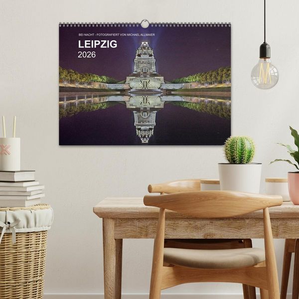 Produktbild: Leipzig - Fotografiert bei Nacht von Michael Allmaier (Wandkalender 2026 DIN A3 quer), CALVENDO Monatskalender