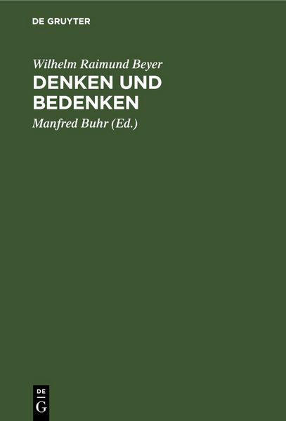 Produktbild: Denken und Bedenken