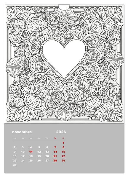 Produktbild: Coloriage (Calendrier mural 2026 DIN A4 horizontal), CALVENDO calendrier mensuel