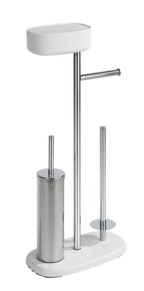 Produktbild: Stand WC-Garnitur mit Box Mod. Rivazza Wei&szlig;, integrierter Toilettenpapierhalter, Ersatzrollenhalter