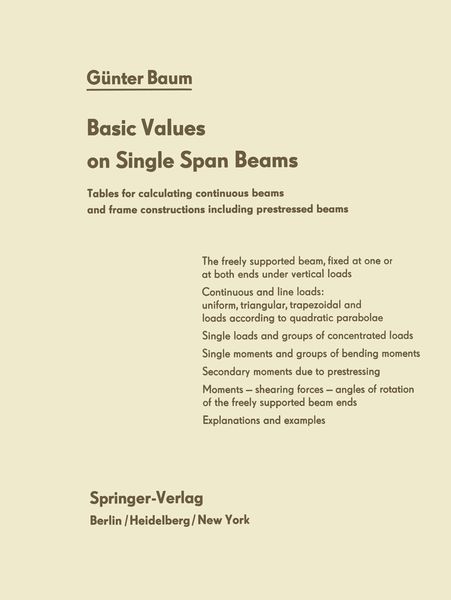 Produktbild: Basic Values on Single Span Beams