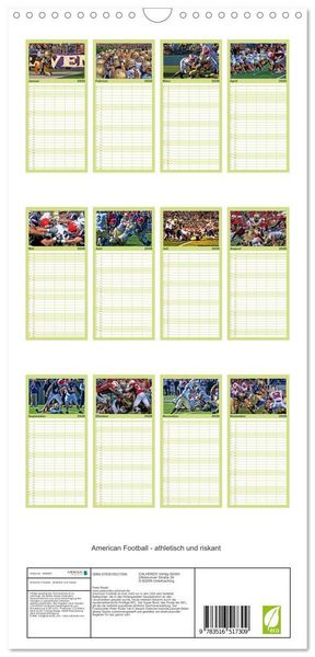 Produktbild: Familienplaner 2026 - American Football - athletisch und riskant mit 5 Spalten (Wandkalender, 21 x 45 cm) CALVENDO