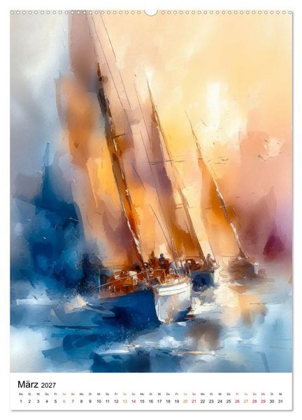 Produktbild: Segeln - Eleganz (Wandkalender 2027 DIN A2 hoch), CALVENDO Monatskalender