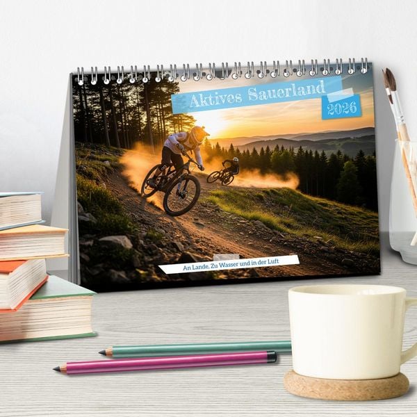 Produktbild: Aktives Sauerland (Tischkalender 2026 DIN A5 quer), CALVENDO Monatskalender