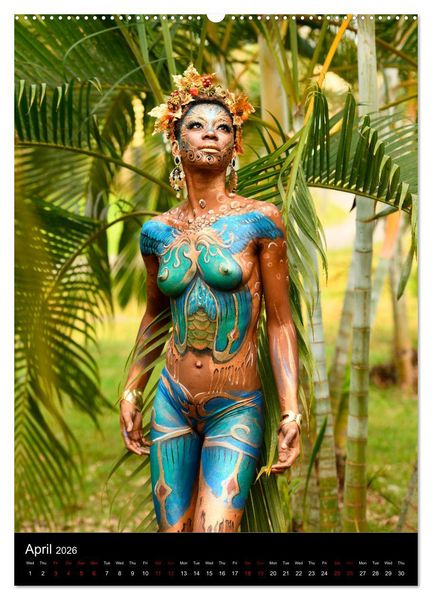 Produktbild: Equatorial Guinea Bodypainting Festival (High Quality Premium Wall Calendar 2026 DIN A2 portrait),CALVENDO 12 Month Wall Calendar