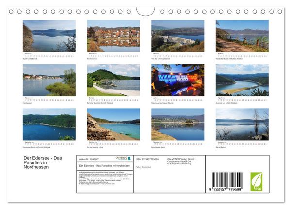 Produktbild: Der Edersee - Das Paradies in Nordhessen (Wandkalender 2026 DIN A4 quer), CALVENDO Monatskalender
