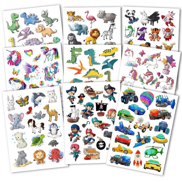 Produktbild: 150 hautfreundliche Kindertattoos &ndash; Thema: Bunter Mix