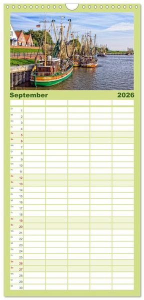 Produktbild: Familienplaner 2026 - Reise an die Nordsee - Greetsiel mit 5 Spalten (Wandkalender, 21 x 45 cm) CALVENDO