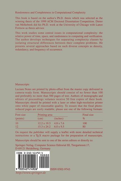 Produktbild: Randomness and Completeness in Computational Complexity