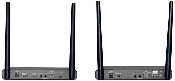 Produktbild: SpeaKa Professional SP-HDE-620 HDMI-Funk&uuml;bertragung (Set) 100 m 5 GHz 3840 x 2160 Pixel KVM-Funktion (Tastatur, Bildschirm, Maus), mit Loop-Funktion