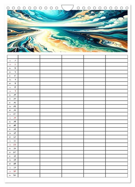 Produktbild: Pouring Art Familienplaner - Durch das Jahr mit KI-kreierter Pouring Kunst (Wandkalender 2026 DIN A4 hoch), CALVENDO Monatskalender