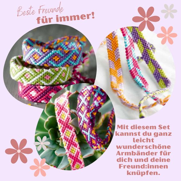 Produktbild: Kreativ-Set Zuckers&uuml;&szlig;e Freundschaftsb&auml;nder. Mit Anleitungsbuch und Material