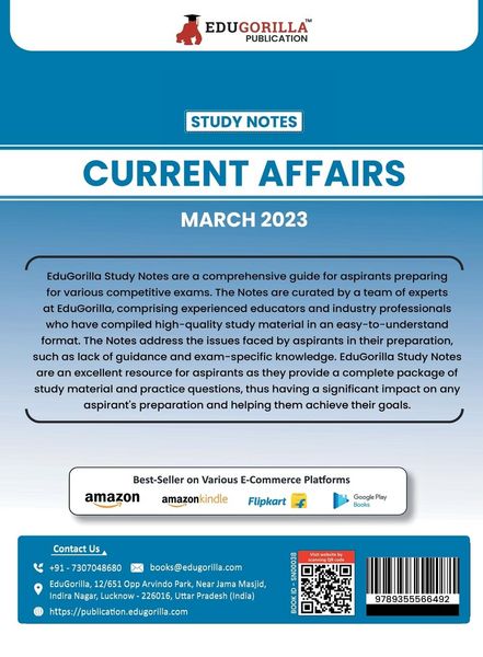 Produktbild: Study Notes for Current Affairs March 2023 - Useful for UPSC, State PSC, Defence, Police, SSC, Banking, Management, Law and State Government Exams | T