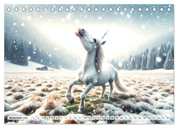 Produktbild: Mystische Einh&ouml;rner - Jahreszeiten im Einhornland (Tischkalender 2026 DIN A5 quer), CALVENDO Monatskalender