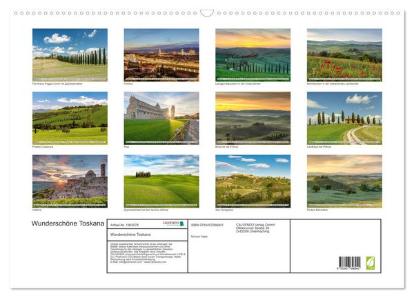 Produktbild: Wundersch&ouml;ne Toskana (Wandkalender 2026 DIN A2 quer), CALVENDO Monatskalender