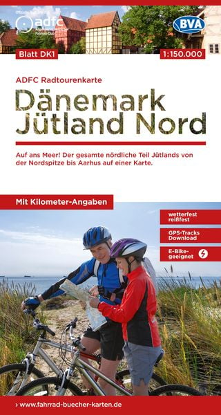 ADFC-Radtourenkarte DK1 Dänemark/Jütland Nord 1:150.000, reiß- und wetterfest, E