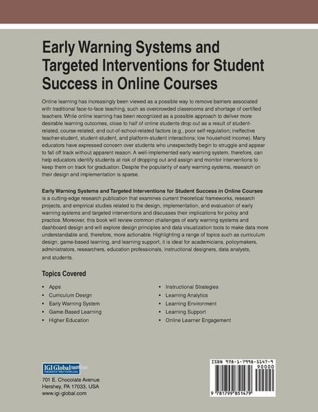 Produktbild: Early Warning Systems and Targeted Interventions for Student Success in Online Courses